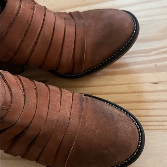 Free People Hybrid Brown Strappy Ankle Boots 6.5 - Picture 5 of 6